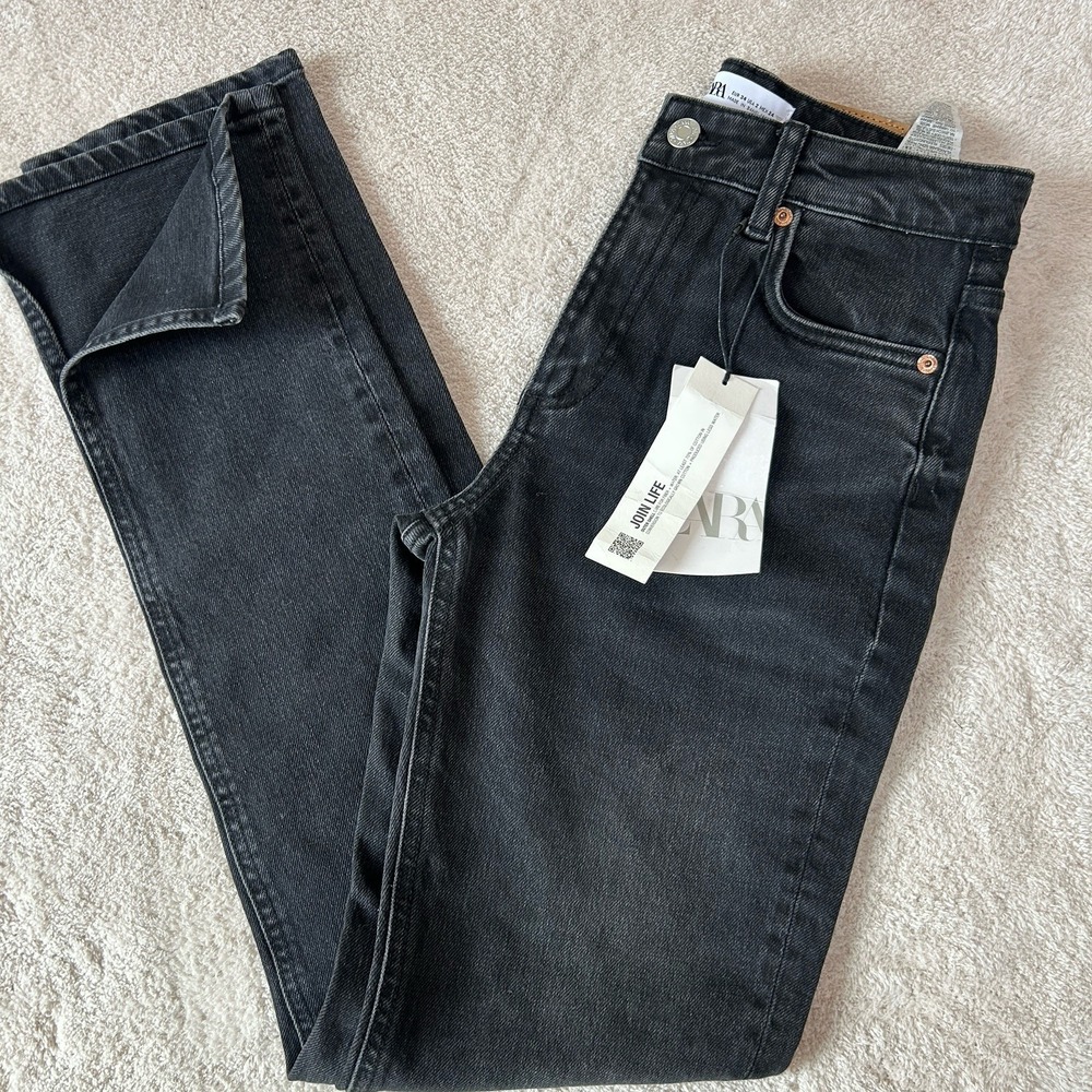 Zara Womens The Skinny‎ Jean With Split Hem Black/Gray Wash Size 2